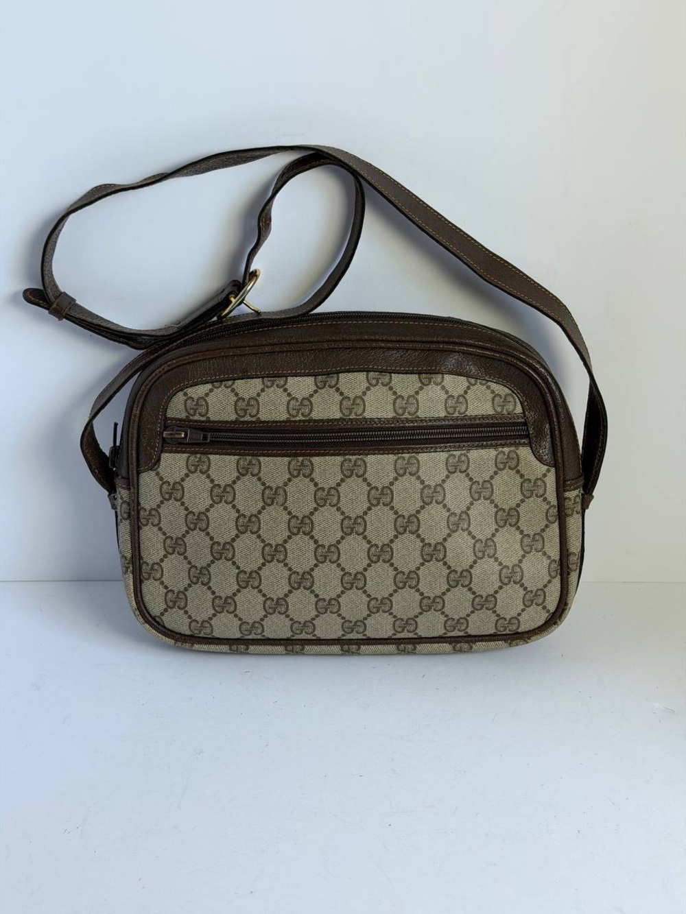 Vintage Gucci GG Supreme Canvas/Leather Shoulder Crossbody Bag